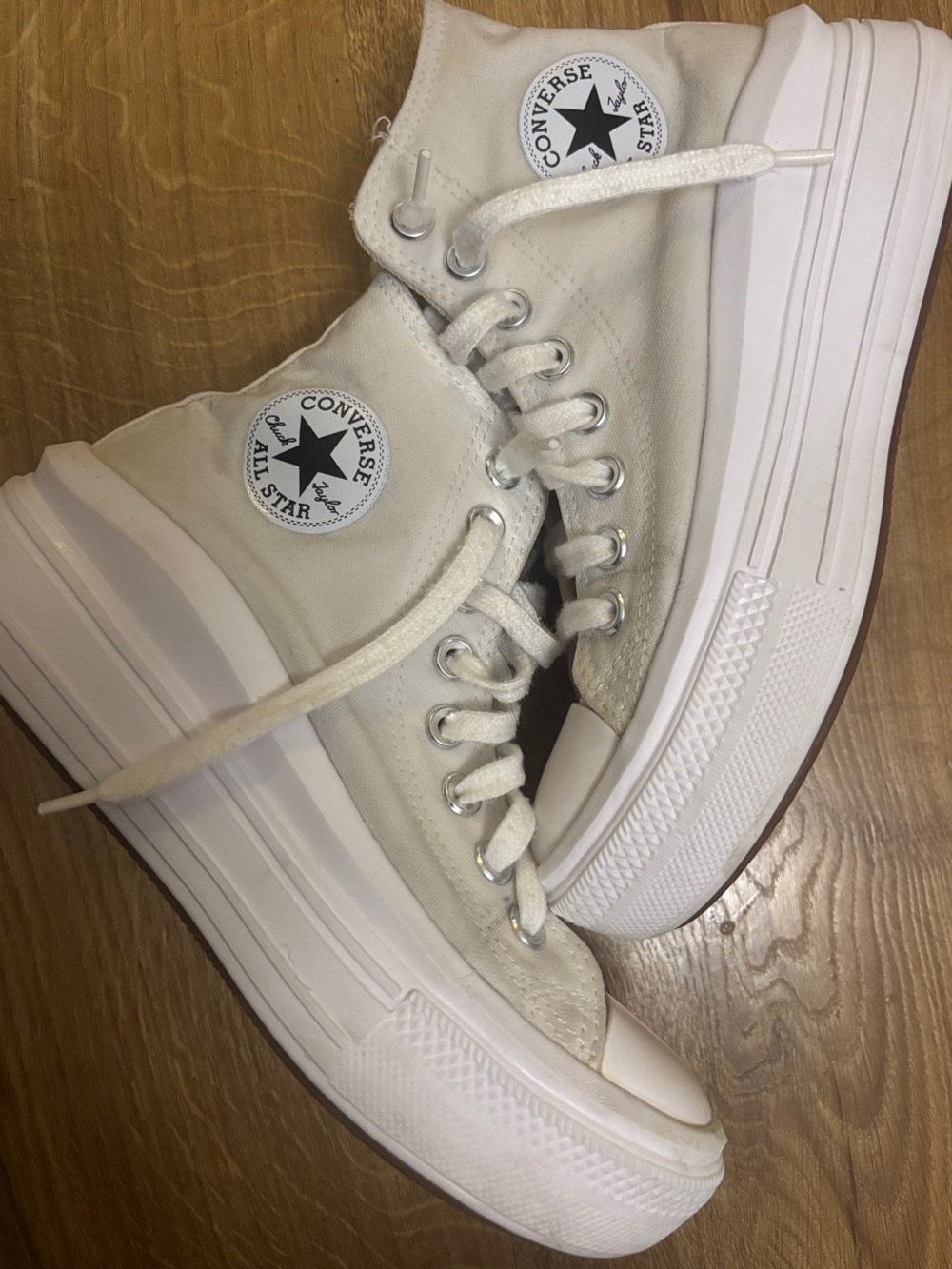Converse High Top Platform Sneakers in Off-White